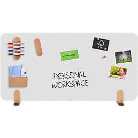 egamaster Whiteboard-Tischtrennwand Elements, Stahl emailliert, inkl. 2 Fußhalterungen, B 1200 x H 600 x T 11 mm